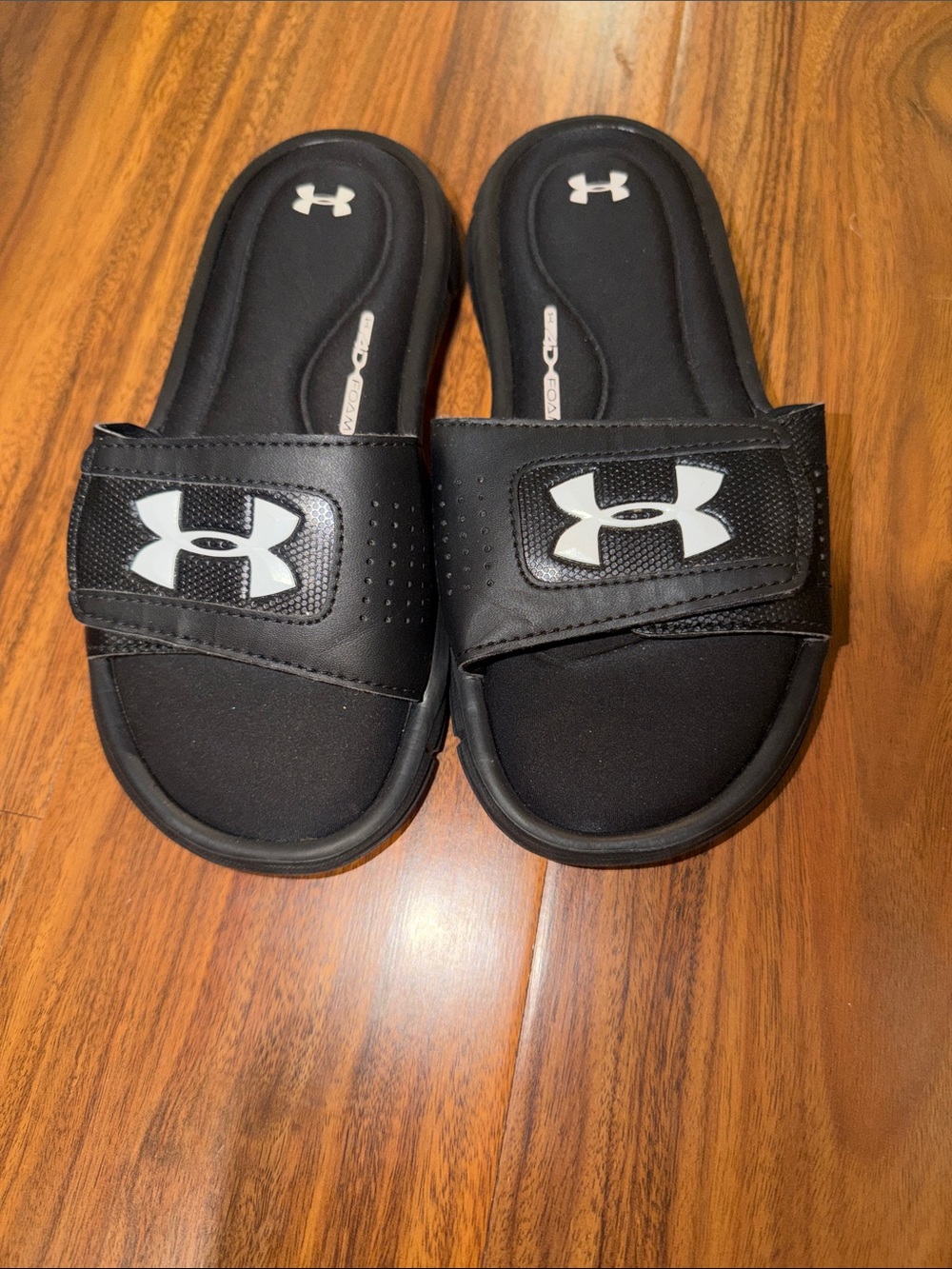 Under Armour Black Slide Sandals with White Logo Accent